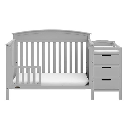 Graco Benton 4-in-1 Convertible Crib and Changer – GREENGUARD Gold Certified, Crib & Changing-Table Combo, Water-Resistant Changing Pad, Converts to Toddler Bed, Daybed and Full-Size Bed (Pebble Gray) | GREENGUARD Gold Certified, Baby Crib & Changing Tabl in Kuwait