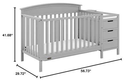 Graco Benton 4-in-1 Convertible Crib and Changer – GREENGUARD Gold Certified, Crib & Changing-Table Combo, Water-Resistant Changing Pad, Converts to Toddler Bed, Daybed and Full-Size Bed (Pebble Gray) | GREENGUARD Gold Certified, Baby Crib & Changing Tabl in Kuwait