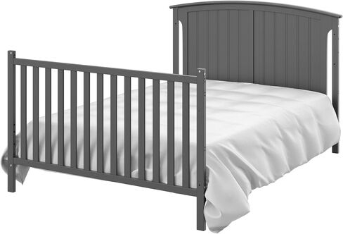 Storkcraft Steveston 5-in-1 Convertible Crib & Changer, Gray | GREENGUARD Gold Certified, Fits Standard Crib Mattress, Converts to Toddler Bed and Full Bed, 4 Adjustable Mattress Heights in Kuwait