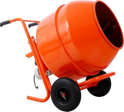 Electric Concrete Mixer, 224L 8CU FT 115V/60HZ Horizontal Wheel Barrow Portable Cement Mixer Machine for Mortar, Stucco and Fodder in Kuwait
