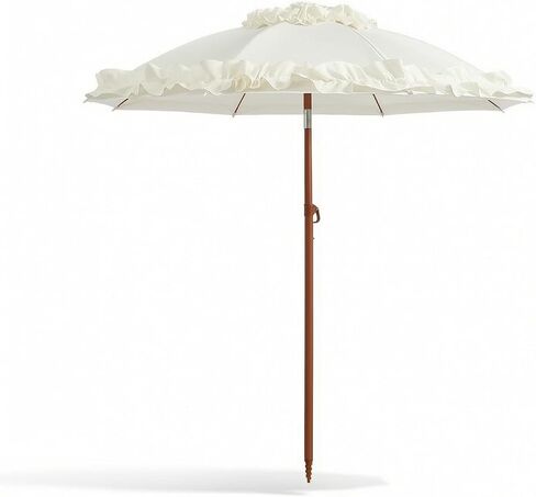 Parasol with Lace Trim Ruffled Lace Parasol Umbrella Straight-Shaft Performance Umbrella for Photographers, Dance Performances, Weddings in Kuwait