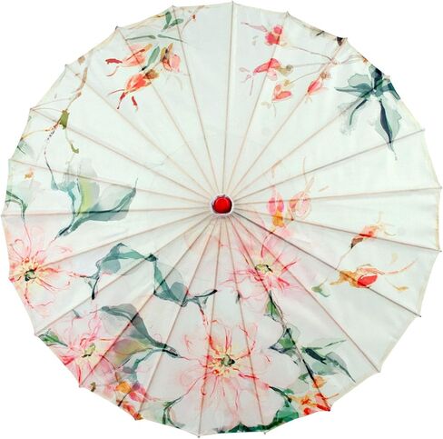 Chinese Parasol Solid Wood Oiled Paper Umbrella Handmade Silk Cloth Decoration Retro Style Parasol Suitable for Wedding Parties Photography Dance in Kuwait