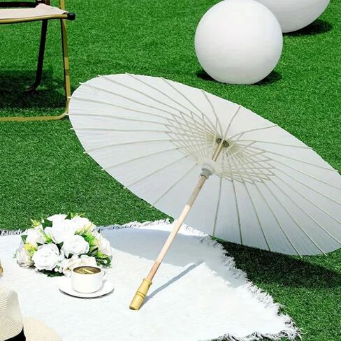 LIFKOME White Paper Umbrella for Wedding Bride with Elegant Design, Lightweight and Portable Parasol for Outdoor Gatherings and Photography, Traditional Japanese Style Wedding Decoration in Kuwait
