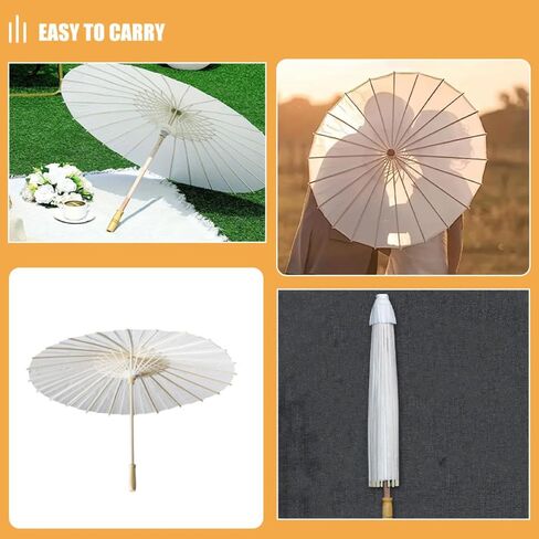 LIFKOME White Paper Umbrella for Wedding Bride with Elegant Design, Lightweight and Portable Parasol for Outdoor Gatherings and Photography, Traditional Japanese Style Wedding Decoration in Kuwait