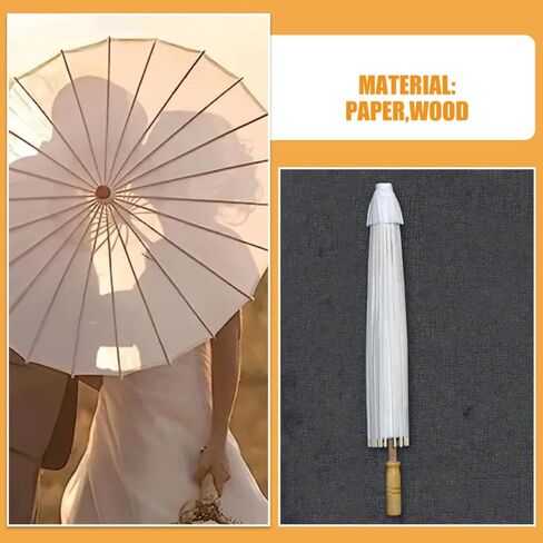 LIFKOME White Paper Umbrella for Wedding Bride with Elegant Design, Lightweight and Portable Parasol for Outdoor Gatherings and Photography, Traditional Japanese Style Wedding Decoration in Kuwait