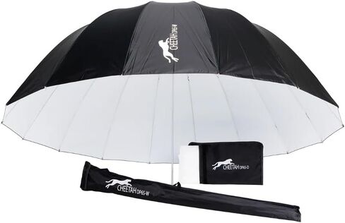Cheetah Stand DP65W 65" White Umbrella with Fiberglass Rods and White Diffuser Cloth in Kuwait