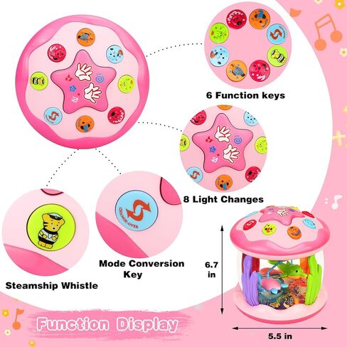 Baby Girl Toys 0-6 Months: Musical Light Up Tummy Time Ocean Rotating Toy | Babies Music Toys 3 4 5 6-12 Month - Infant Aquarium Crawling Toy for 1 Year Old Baby Girls Birthday Newborn Shower Gifts in Kuwait