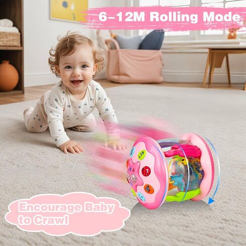 Baby Girl Toys 0-6 Months: Musical Light Up Tummy Time Ocean Rotating Toy | Babies Music Toys 3 4 5 6-12 Month - Infant Aquarium Crawling Toy for 1 Year Old Baby Girls Birthday Newborn Shower Gifts in Kuwait