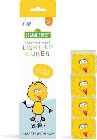 Glo Pals Sesame Street Water-Activated Light-Up Cubes Only, Elmo 4 Pack | Sesame Street Cubes Glow Red On Contact With Water, Non-Toxic and Mold Free, Builds Fine Motor and Color Skills in Kuwait