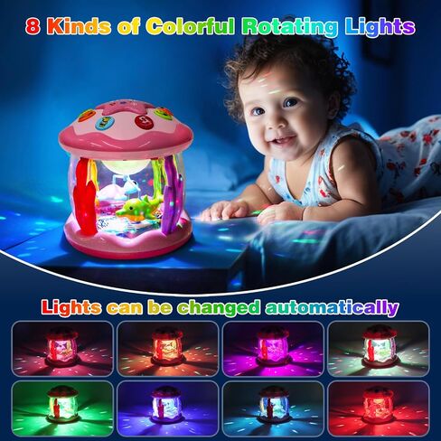 Baby Girl Toys 0-6 Months: Musical Light Up Tummy Time Ocean Rotating Toy | Babies Music Toys 3 4 5 6-12 Month - Infant Aquarium Crawling Toy for 1 Year Old Baby Girls Birthday Newborn Shower Gifts in Kuwait