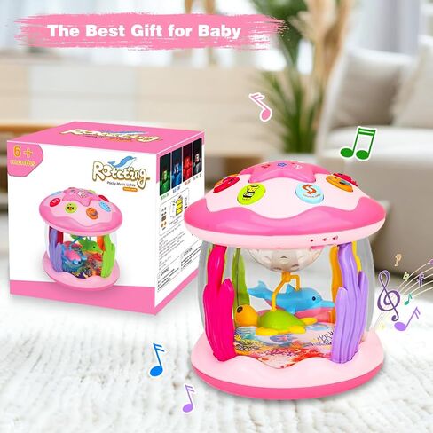 Baby Girl Toys 0-6 Months: Musical Light Up Tummy Time Ocean Rotating Toy | Babies Music Toys 3 4 5 6-12 Month - Infant Aquarium Crawling Toy for 1 Year Old Baby Girls Birthday Newborn Shower Gifts in Kuwait
