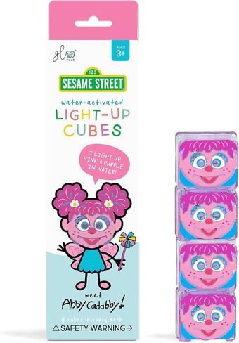 Glo Pals Sesame Street Water-Activated Light-Up Cubes Only, Elmo 4 Pack | Sesame Street Cubes Glow Red On Contact With Water, Non-Toxic and Mold Free, Builds Fine Motor and Color Skills in Kuwait