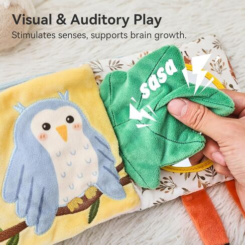 Macabaka Montessori Soft Baby Book - Sensory Book for Babies 0-12 Months with Crinkle Paper, Touch & Feel Textures, Baby Safe Mirror & Teether. Educational Infant Toys for Tummy Time, Newborn in Kuwait