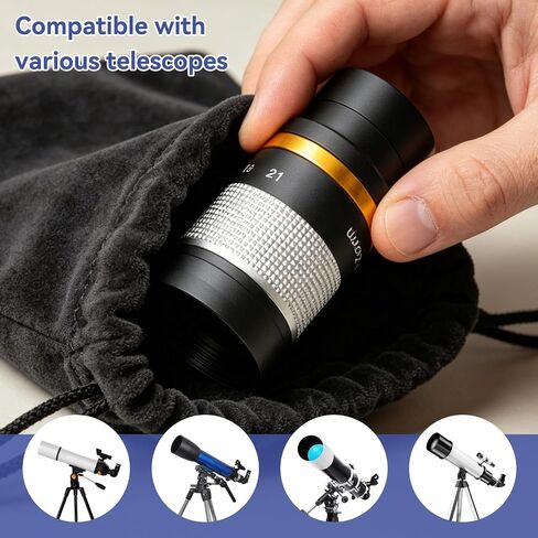 Zoom Eyepiece for Telescope, Zoom 7 to 21mm 1.25 inch Telescope Eyepiece for Low Power and High Power Viewing, Works with Any Telescope that Accepts 1.25" Eyepieces in Kuwait