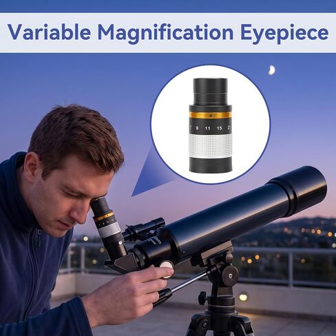 Zoom Eyepiece for Telescope, Zoom 7 to 21mm 1.25 inch Telescope Eyepiece for Low Power and High Power Viewing, Works with Any Telescope that Accepts 1.25" Eyepieces in Kuwait
