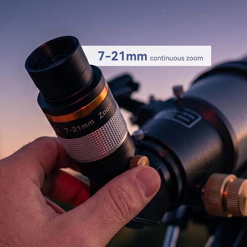 Zoom Eyepiece for Telescope, Zoom 7 to 21mm 1.25 inch Telescope Eyepiece for Low Power and High Power Viewing, Works with Any Telescope that Accepts 1.25" Eyepieces in Kuwait