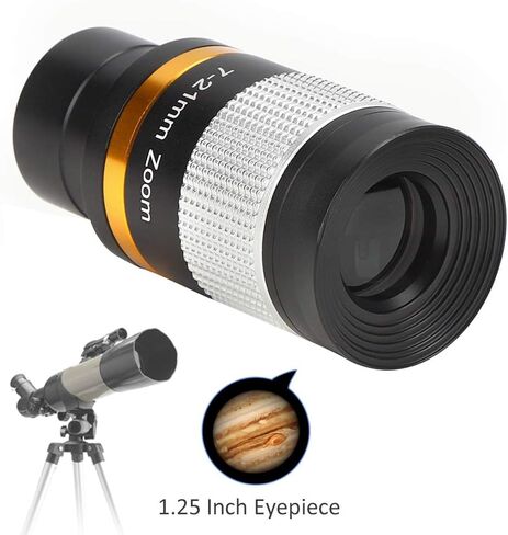 Zoom Eyepiece for Telescope, Zoom 7 to 21mm 1.25 inch Telescope Eyepiece for Low Power and High Power Viewing, Works with Any Telescope that Accepts 1.25" Eyepieces in Kuwait