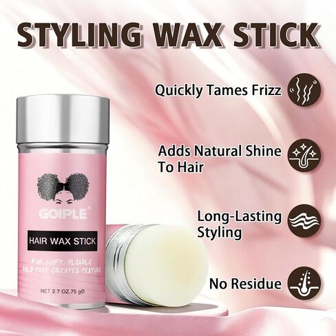 Boar Bristle Slick Back Hair Brush & Hair Wax Stick for Smooth Flyaways, Frizz, Sleek Ponytail, Buns and Edge Baby Hair | Hair Comb, Edge Brush, Teasing Brush, Rat Tail Comb Styling Accessories in Kuwait