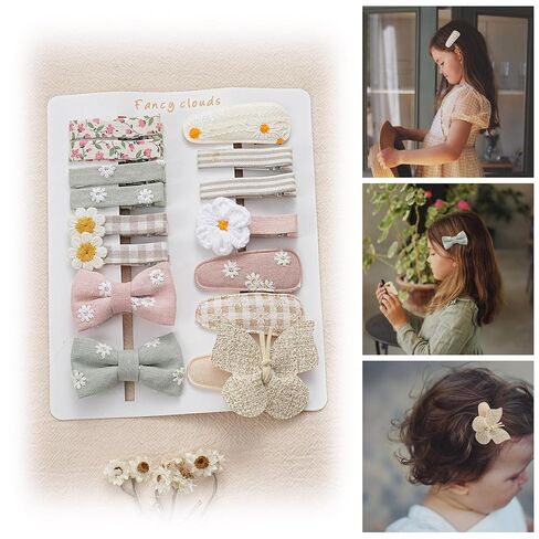Fancy Clouds 20 Pcs Hair Clips for Girls with Bows Butterfly Flower,2" Fully Lined Alligator Clips and Barrettes,Handmade Hair Accessories for Baby Toddler Young Kids School Age Girls Gifts in Kuwait