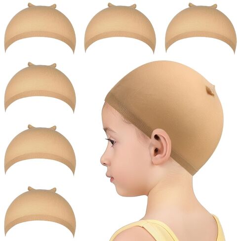 MORGLES 6PCS Small Wig Cap for Kids, Stretchy Stocking Caps for Wigs Nylon for Halloween, Cosplay, Party in Kuwait