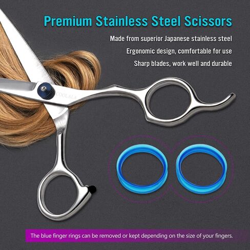 COOLALA Stainless Steel Hair Cutting Scissors 6.5 Inch Hairdressing Razor Shears Professional Salon Barber Haircut Scissors, One Comb Included, Home Use for Man Woman Adults Kids Babies in Kuwait