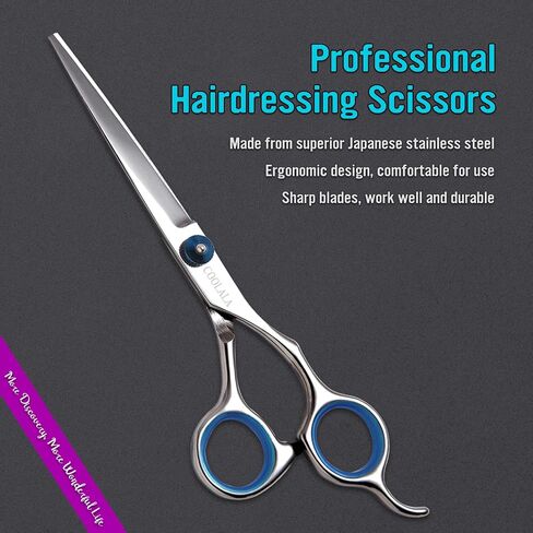 COOLALA Stainless Steel Hair Cutting Scissors 6.5 Inch Hairdressing Razor Shears Professional Salon Barber Haircut Scissors, One Comb Included, Home Use for Man Woman Adults Kids Babies in Kuwait