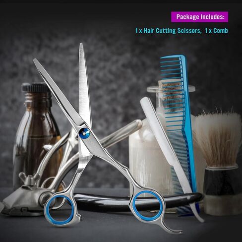 COOLALA Stainless Steel Hair Cutting Scissors 6.5 Inch Hairdressing Razor Shears Professional Salon Barber Haircut Scissors, One Comb Included, Home Use for Man Woman Adults Kids Babies in Kuwait
