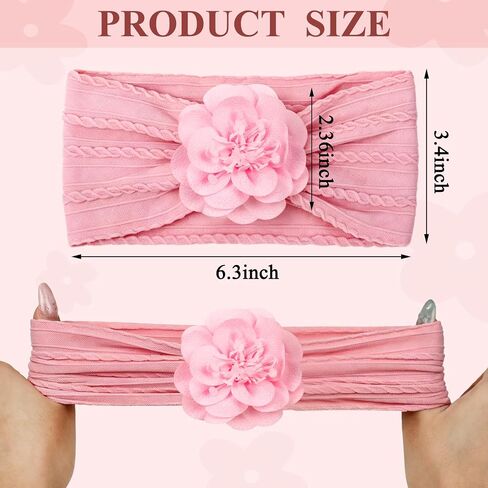3 Pcs Baby Girls Headband,Flower Nylon Headbands Baby Shower Gifts | Baby Girl Newborn Essentials,Hair Accessories for Infant Toddler Kids,Baby Girl Accessories,Soft Hairbands in Kuwait