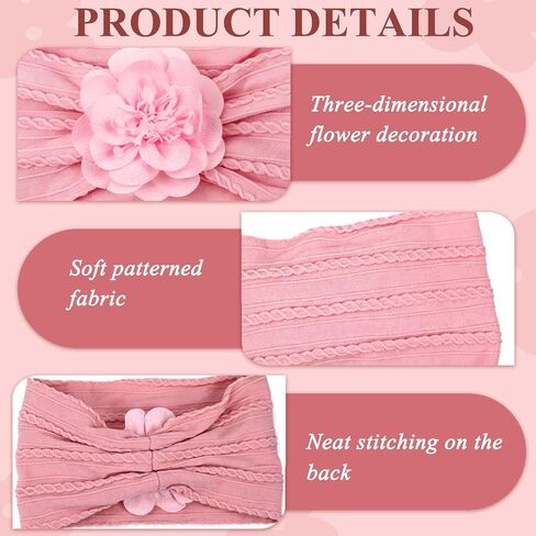 3 Pcs Baby Girls Headband,Flower Nylon Headbands Baby Shower Gifts | Baby Girl Newborn Essentials,Hair Accessories for Infant Toddler Kids,Baby Girl Accessories,Soft Hairbands in Kuwait