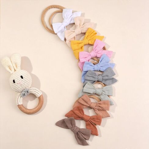 CÉLLOT Baby Girls Headbands 3.5in Hair Bows Cotton Linen Soft Hairbands | Handmade Hair Accessories for Newborn Infant Toddlers Little Girl and Kids | Fabric Baby Bows | Gift for Baby Girls in Kuwait