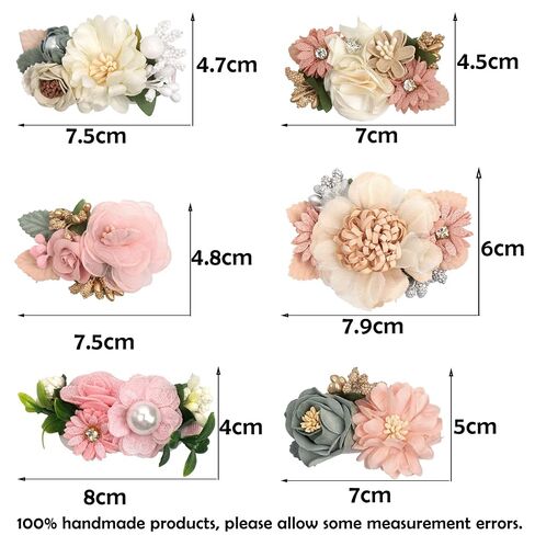 6 PCS Handmade Flower Hair Bows Fully Lined Alligator Hair Clips Faux Pearls Floral Hair Clips Barrettes Hair Accessories for Women Girls Toddlers Kids Children | Pink White Color Hair Clips Barrettes Hair Accessories for Women Girls Toddlers Kids Childre in Kuwait