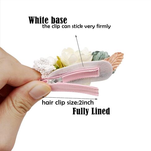 6 PCS Handmade Flower Hair Bows Fully Lined Alligator Hair Clips Faux Pearls Floral Hair Clips Barrettes Hair Accessories for Women Girls Toddlers Kids Children | Pink White Color Hair Clips Barrettes Hair Accessories for Women Girls Toddlers Kids Childre in Kuwait