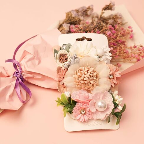 6 PCS Handmade Flower Hair Bows Fully Lined Alligator Hair Clips Faux Pearls Floral Hair Clips Barrettes Hair Accessories for Women Girls Toddlers Kids Children | Pink White Color Hair Clips Barrettes Hair Accessories for Women Girls Toddlers Kids Childre in Kuwait
