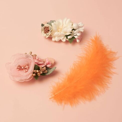 6 PCS Handmade Flower Hair Bows Fully Lined Alligator Hair Clips Faux Pearls Floral Hair Clips Barrettes Hair Accessories for Women Girls Toddlers Kids Children | Pink White Color Hair Clips Barrettes Hair Accessories for Women Girls Toddlers Kids Childre in Kuwait