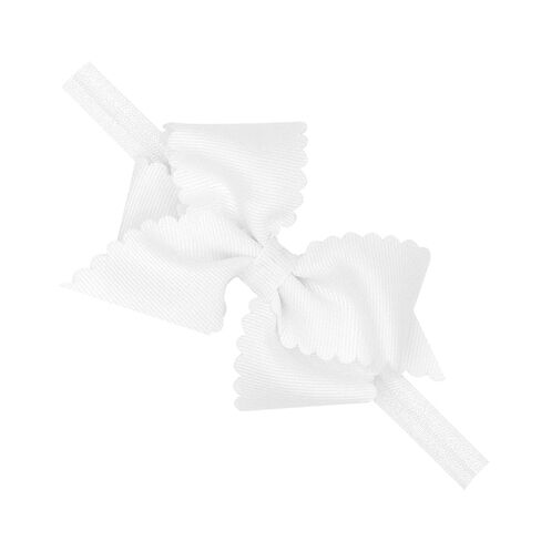Wee Ones Girls' Extra Small Scalloped Edge Grosgrain Bowtie on Matching Elastic Band, White, 2 in Saudi Arabia