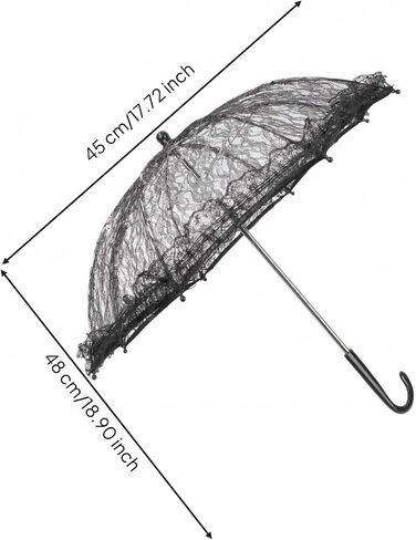 Fancyes Lace Pattern Parasol Vintage Umbrella Bridal Parasol Openwork Canopy Curved Hook Handle Lightweight Construction suitable for weddings photo shoots, Small Hook Handle Lace Umbrella in Kuwait