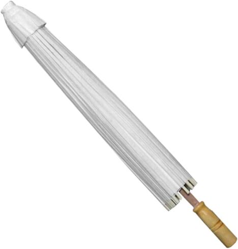 Uonlytech White Paper Umbrella Wedding Parasol with Wooden Handle Lightweight Portable Decorative Umbrella for Outdoor Events and Party Use in Kuwait
