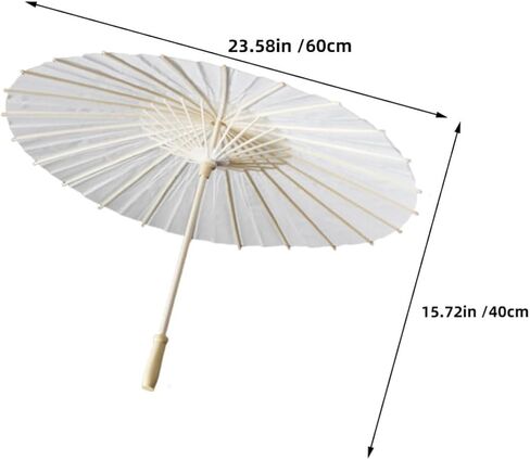 Uonlytech White Paper Umbrella Wedding Parasol with Wooden Handle Lightweight Portable Decorative Umbrella for Outdoor Events and Party Use in Kuwait