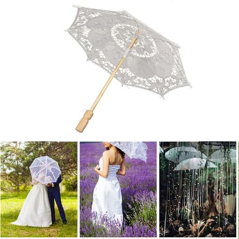 Lace Umbrella Wedding Accessory Elegant Bridal Parasol for Outdoor Ceremonies Eucalyptus Lace 1 Unit in Kuwait