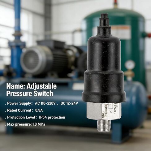 Stainless Steel Adjustable Pneumatic Pressure Control Switch for Pump | 1/8" PT Thread, QPM11-NO, Normally Open Type, Air Adjustable Pressure Switch in Kuwait