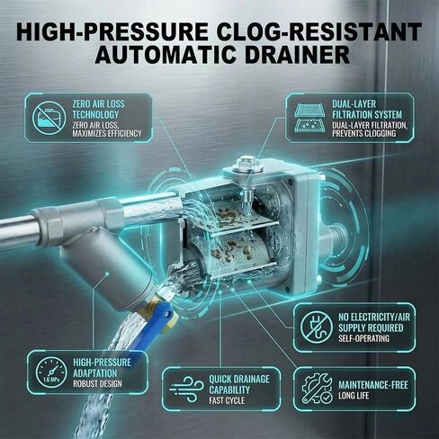 WBK-58 Zero Air Loss Automatic Drain Valve, 1.6 Mpa Air Compressor Automatic Drain Valve, No-Power Mechanical Float Drainer for Compressed Air Tanks, Filters, Separators in Kuwait