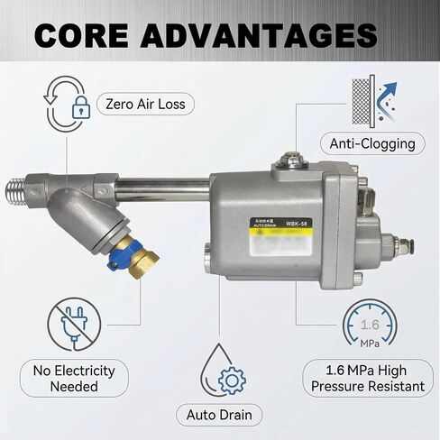 WBK-58 Zero Air Loss Automatic Drain Valve, 1.6 Mpa Air Compressor Automatic Drain Valve, No-Power Mechanical Float Drainer for Compressed Air Tanks, Filters, Separators in Kuwait