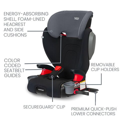 Britax Highpoint Backless Belt-Positioning Booster Seat, SafeWash Black Ombre in Kuwait