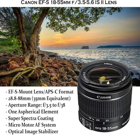 Canon EOS Rebel T7 DSLR Camera with 18-55mm & 75-300mm Lenses Kit + 500mm Preset Wildlife Lens - Deluxe Professional Photo & Video Creative Bundle (Renewed) in Kuwait