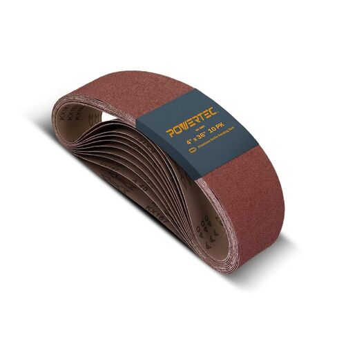 POWERTEC 10PK 4x36 Sanding Belts, 80 Grit Aluminum Oxide, 4 x 36 Inch Sanding Belts for Benchtop Belt and Disc Sander, Belt Sandpaper, Woodworking, Metalworking, Paint, Rust Removal (110680) in Kuwait