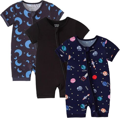 OPAWO Bamboo Sleepers for Baby Girl Pajamas Bamboo Pajamas Baby Romper 0-2T | 2 way zipper sleepers, short sleeve, baby summer pajamas, gentle on skin, silky soft, ultra breathable, stretchy, lightweight in Kuwait