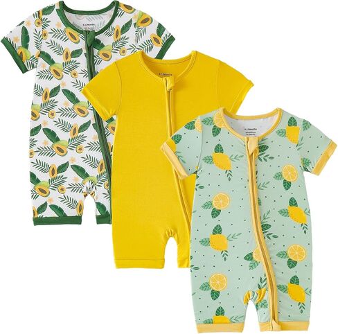 OPAWO Bamboo Sleepers for Baby Girl Pajamas Bamboo Pajamas Baby Romper 0-2T | 2 way zipper sleepers, short sleeve, baby summer pajamas, gentle on skin, silky soft, ultra breathable, stretchy, lightweight in Kuwait