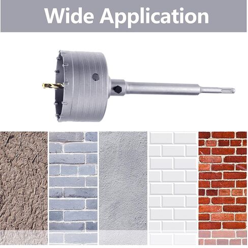 95mm / 3-3/4inch Concrete Hole Saw with 220mm(8.66 inch) SDS Plus Shank Connecting Rod Cement Hole Saw for Cement Brick Concrete Stone Wall (95mm / 3-3/4") in Kuwait