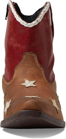 ROPER Womens Liberty White Star Patriotic Snip Toe Casual Boots Ankle Low Heel 1-2" - Brown, White in Kuwait