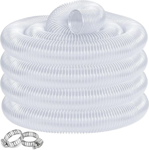 Dust Collection hose 2" 10ft Clear Flexible PVC Fume Carbon Steel Wire Pipe | for Dust Collector Table Saw Planer Woodworking,Lightweight Puncture Resistant Vacuum Hose,with 4 Clamps in Kuwait